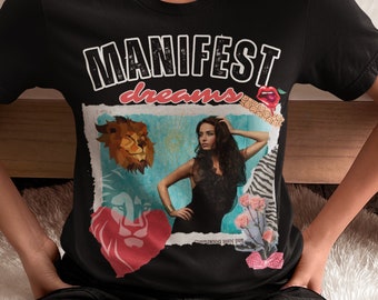 Graphic Fashion Collage T-Shirt, Unisex Softstyle Tee, Original Collage Tshirt, Manifest T Shirt for Girlfriend, Trendy Gift for Boyfriend