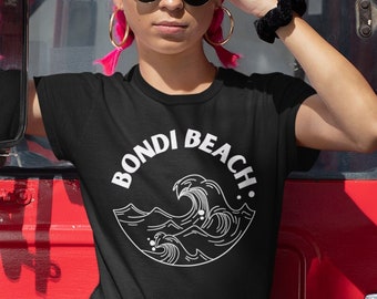 Bondi Beach Tshirt, Japanese Wave, Unisex Softstyle T-Shirt, Sydney Australia, Surfer Tee, Tropical Surfing Tshirt, Surfer Gildan 64000