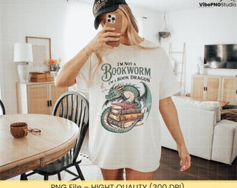 Eu não sou um rato de biblioteca, sou um dragão dos livros PNG, arte engraçada de dragão amante de livros