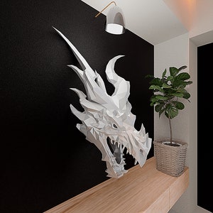 Alduin papercraft/Testa di carta drago/Origami 3D/Scultura drago/Modello PDF stampabile/Modello papercraft/Decorazione murale drago/Modello di carta fai da te