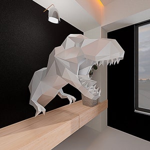Papercraft T-Rex/Testa di dinosauro/Modello stampabile di dinosauro/modello 3d/Scultura di carta di dinosauro/Origami low poly/Modello PDF/Arredamento T-Rex