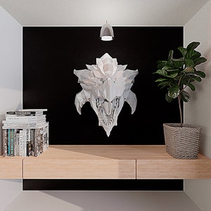 Rathalos papercraft/Dragon head/3d origami/PDF printable pattern/DIY origami/Dragon sculpture/Dragon wall decor/PDF template/Low poly image 3