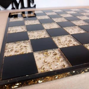 Made to order custom colors chess board in 2 sizes (10.6 inches and 12.4 inches) | Personalized epoxy resin chessboard