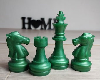 Set di scacchi personalizzato con scacchiera / Dimensioni del re 7 cm (2,75 pollici) / I migliori pezzi degli scacchi in resina da regalo