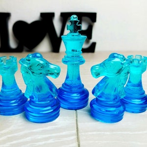 Chess set handmade | Size of King 7cm (2.75 inches) | Custom resin chess set with board | Unique chess pieces