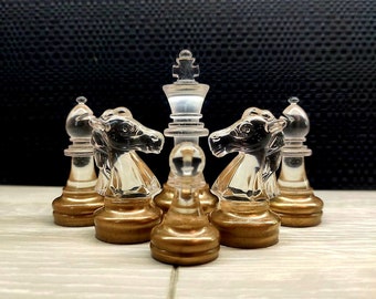 Custom Resin Chess Set | Modern Chess Pieces with Board