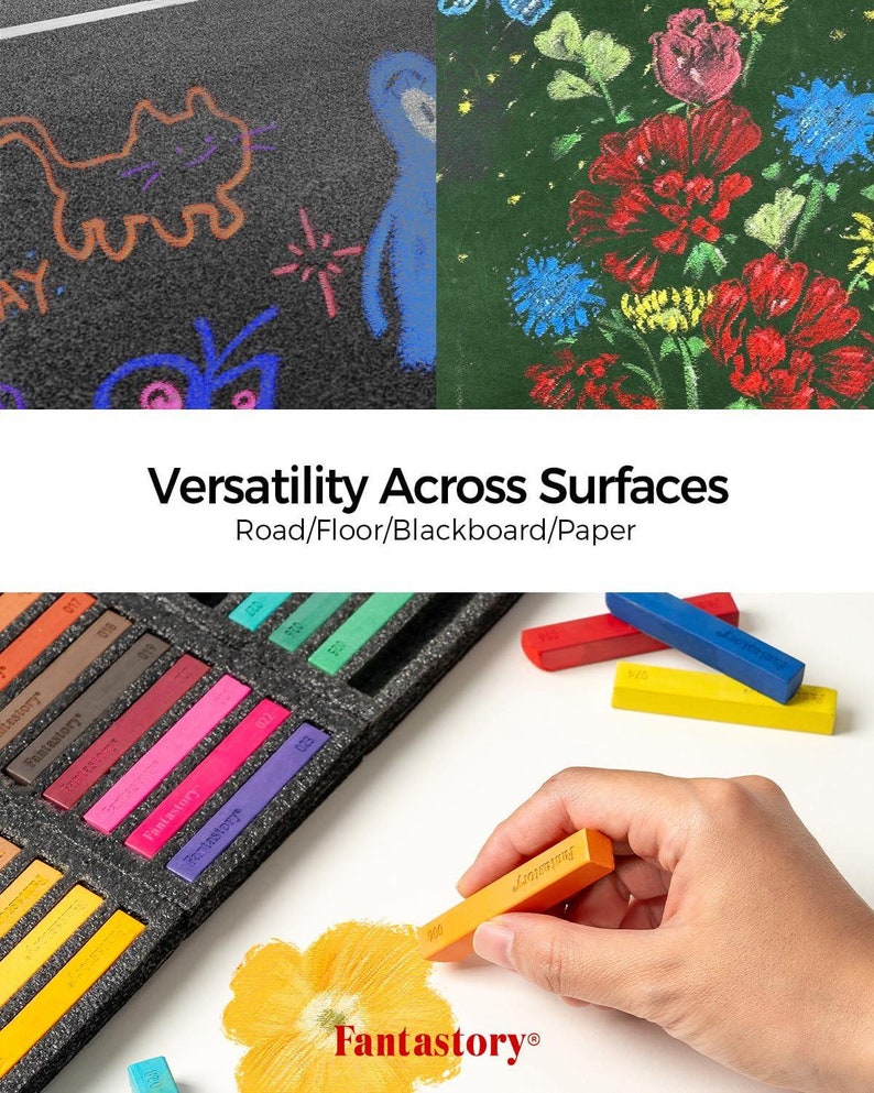 Long Soft Chalk Pastels Set, 72 Sticks,includes 5 Fluorescent Colors