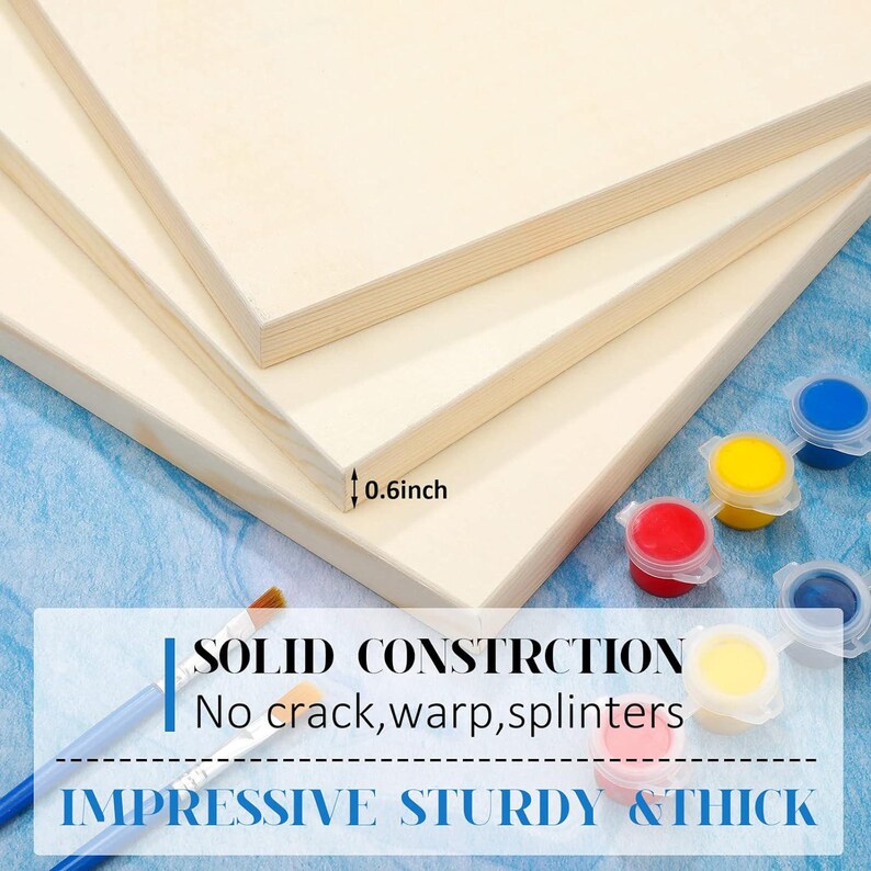 12 Pieces Wood Canvas Board, Unfinished Wood Cradled Painting Panels