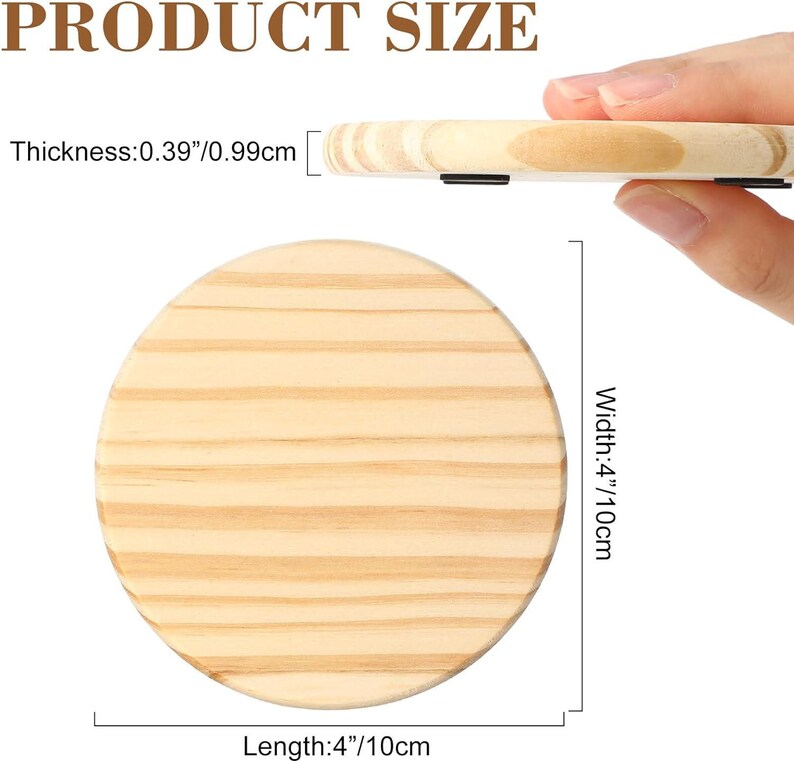 72 Pcs Unfinished Wood Coasters 4 Round Wooden Coasters for Crafts Blank Coasters Bulk Thickness