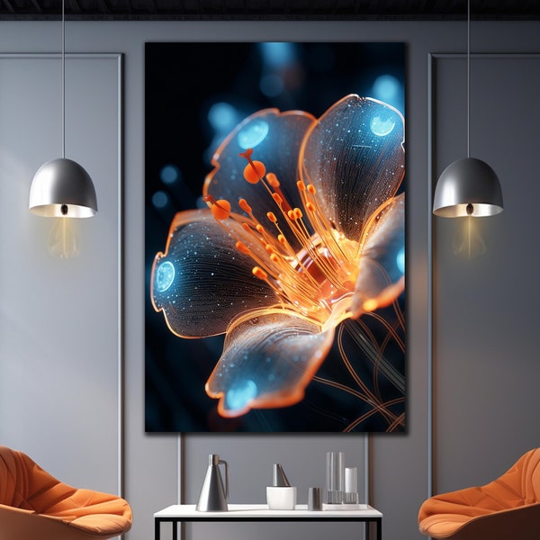 Flower Crystals Tempered Glass Wall Art, Glass Printing Flower Wall Art, Nature Wall Art,Floral Home Decor,Glass Wall Decor,Gifts For Unisex