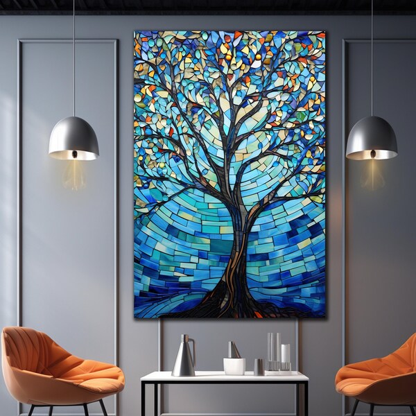 Tempered Glass Wall Art, Stained Wall Art, Life of Tree Wall Decor, Glass Printing, Large Wall Art, Wall Hangings, Stained Window Decor Art