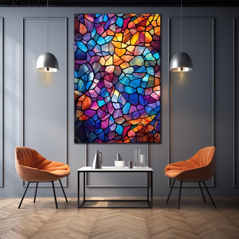 Mosaic Wall Art, Durable Glass Panel, Glass Printing Decor, Large Wall