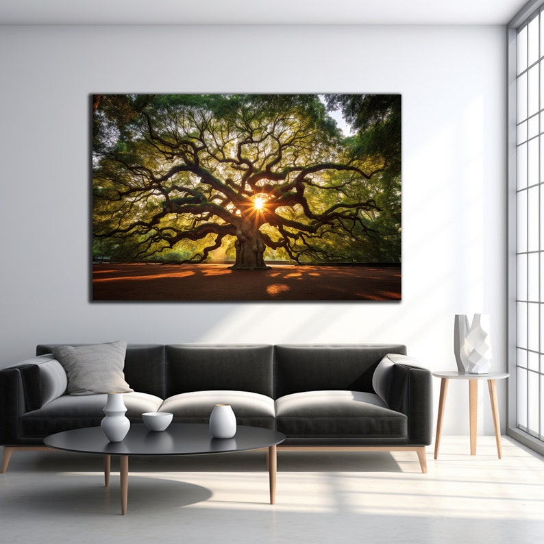 Angel Oak Tree Mega Size Tempered Glass Print Wall Art, Extra Large ...