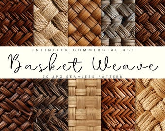 Basket Weave Seamless Pattern, Woven Digital Paper Pack, Basket Texture, Instant Download, Commercial Use