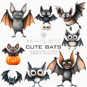 30 Cute Bats Clipart PNG, Funny & Quirky Halloween Bats for Sublimation Crafts And Card Making, Digital Download, Commercial Use