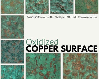 Paquete de papel digital de cobre oxidado - Fondos grunge sin costuras, JPG de 30,5 x 30,5 cm, 300 ppp