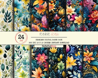 Éclat floral transparent - Usage commercial | Arrière-plans de scrapbooking | Imprimable