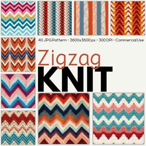 Zigzag Knit Seamless Digital Papers, 40 Pattern JPG, 3600x3600 px, 300 DPI, Commercial Use