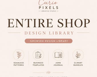 Whole Shop Bundle - 8000+ Clipart, druckbare Grafiken & kommerzielle Lizenz