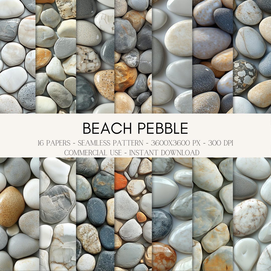 Pebble Texture Paper 16 Beach Pebble Floral Seamless Digital Papers | Stone Texture ...