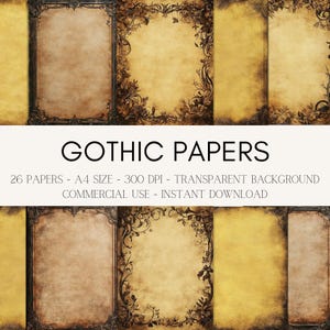 26 Gothic A4 Junk Journal Papers for Scrapbooking, Ephemera & DIY Crafts, Commercial Use