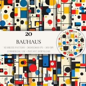 20 Bauhaus Seamless Digital Papers – Abstract Geometric Backgrounds for Scrapbooking & Crafts | Commercial Use