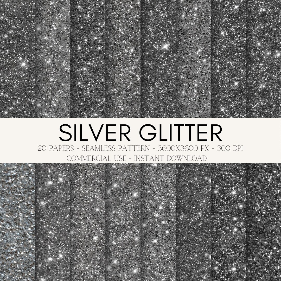Silver Glitter Digital Paper: Seamless Sparkle Textures for ...