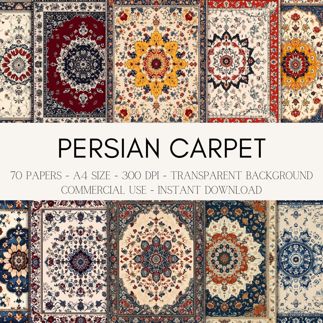 Persian Carpet Digital Paper: 70 Oriental Rug Pngs (A4, 300 DPI ...