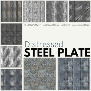 Paquet de papier numérique en tôle d'acier vieillie - Arrière-plans grunge sans couture, JPG 12 x 12 po., 300 ppp