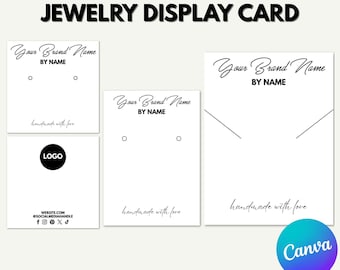 Plantilla editable para exhibir joyas, tarjetas imprimibles para exhibir aretes, tarjetas personalizadas para exhibir joyas, empaque para aretes
