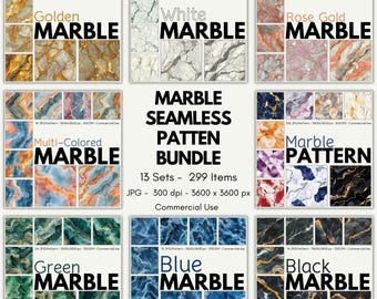 Marble Seamless Pattern Mega Bundle, 13 Set - 299 JPG Patterns, (Commercial Use)