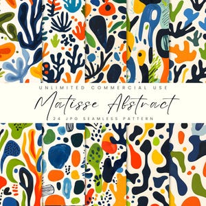 Matisse abstraktes semaloses Muster, modernes digitales Papier, abstraktes Scrapbooking, sofortiger Download, kommerzielle Nutzung