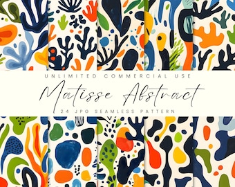 Matisse Abstract Semaless Pattern, Modern Digital Paper Pack, Abstract Scrapbooking, Instant Download, Commercial Use