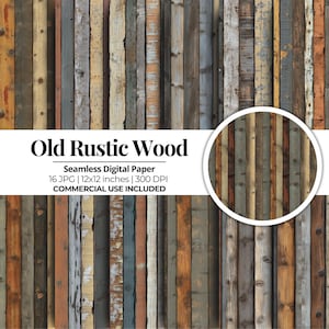 Rustic Wood Texture Digital Paper: Seamless Scrapbook Backgrounds (16 JPGs, 12x12 inches)
