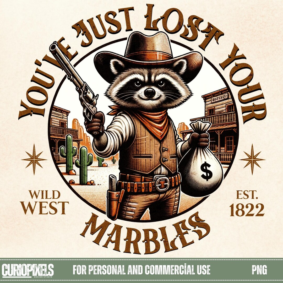 Funny Western Raccoon Design Retro Cowboy PNG for T-shirts ...