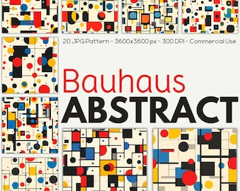 Bauhaus Abstract Digital Paper - 20 Seamless Patterns, 12x12" JPG, 300 DPI