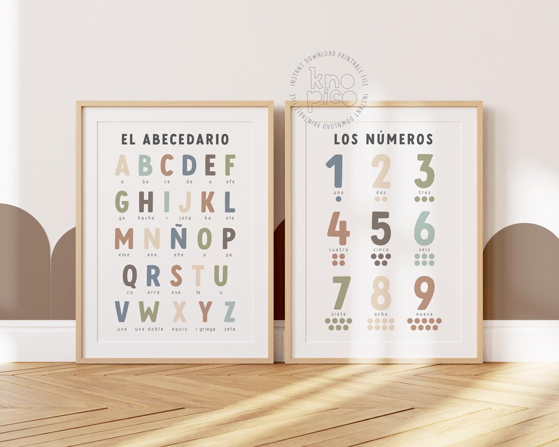 Spanish Alphabet and Numbers Poster Poster Set | Bilingual Printable ...