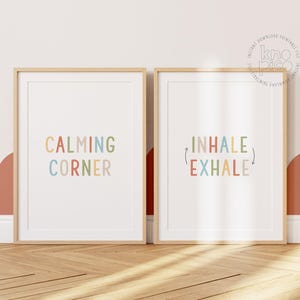 Emotional Education Prints for Kids: Calming Corner & Inhale Exhale Posters Set | Emotional Regulation and Mental Health Support Wall Art