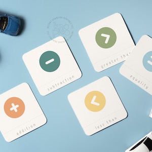 早期学習と楽しい算数ワークアクティビティのための12個の算数記号フラッシュカード教育セット