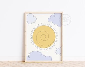 Kids ABC Print and Alphabet Poster, Educational Wall Art for Colorful Nursery Prints and Playroom Decor or Preschool Learning for Classroom