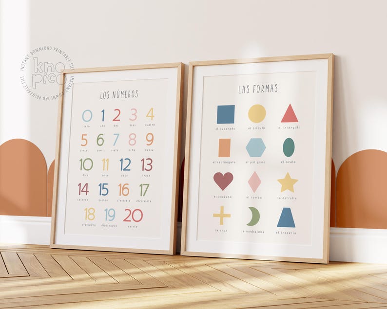Spanish Educational Posters for Kids | Numbers Counting and Shapes ...