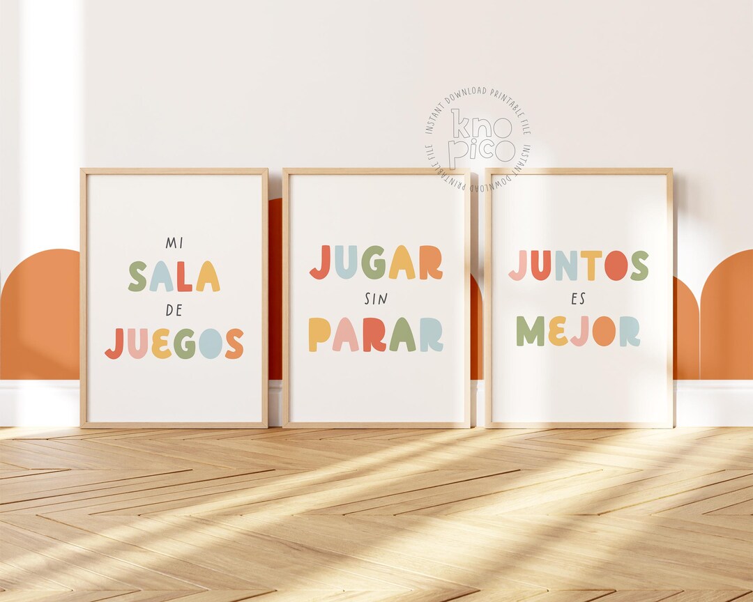 Spanish Kids Poster Set of 3 and Playroom Wall Art | Motivational Quote ...
