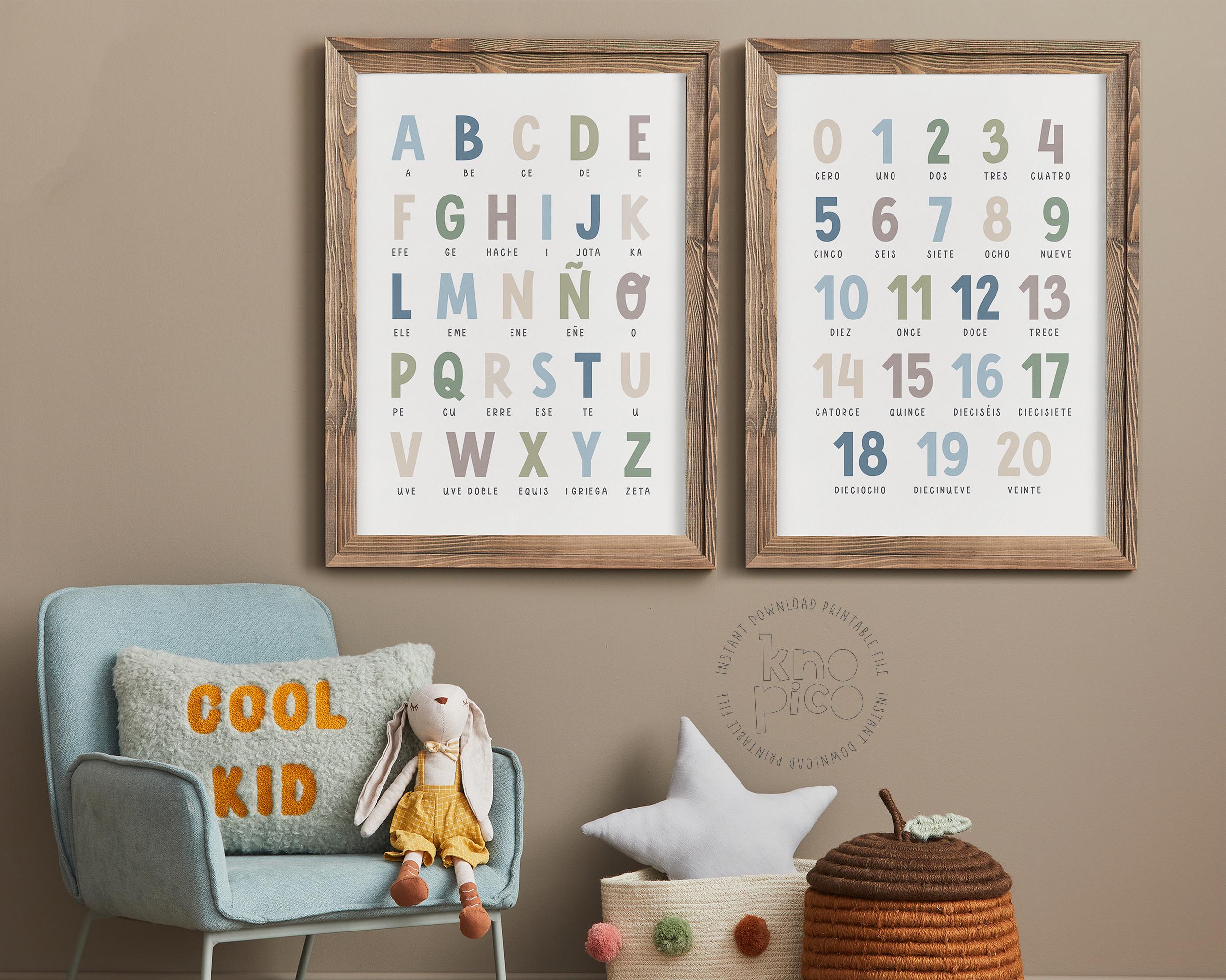 Spanish Educational Posters Set of 2 Kids ABC Print and Numbers ...
