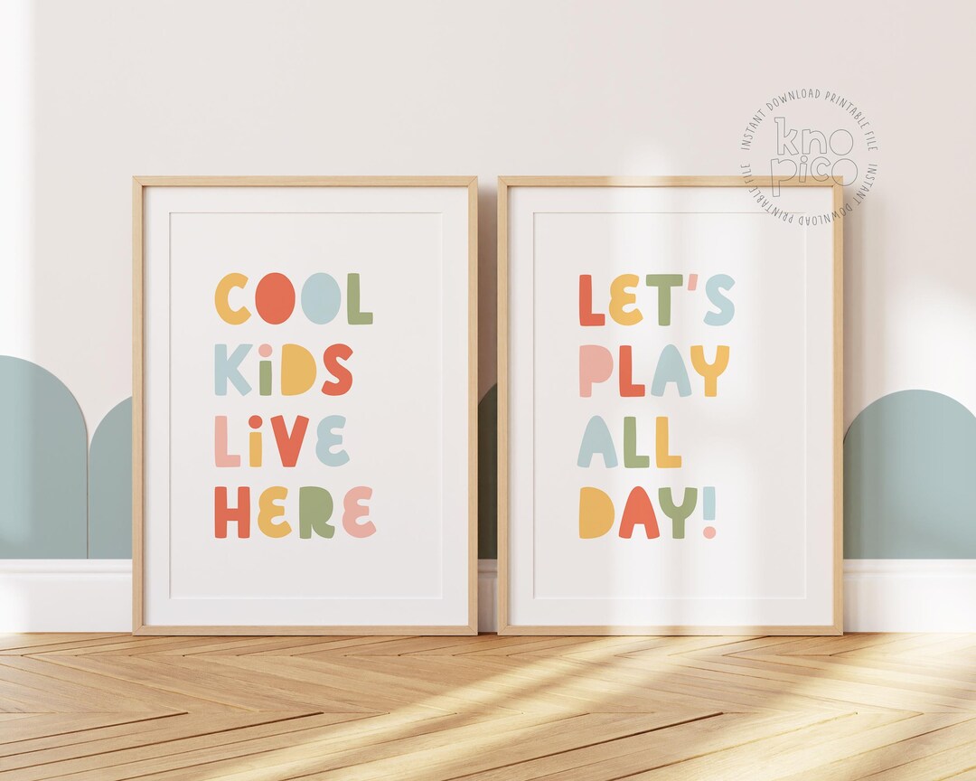 Colorful Wall Art for Kids Room, Playroom and Nursery Decor for Boys