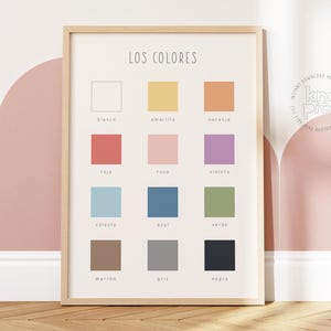 Spanish Educational Posters for Kids Colors Learning | Bilingual Educational Toddler Room Decor, Printable Wall Art for Preschool Classroom