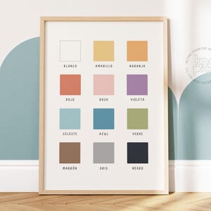 Back to School Educational Wall Art for Spanish Classroom | Preschool Toddler Learning | Homeschooling Poster for Colors Learning in Spanish