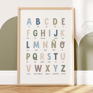 Spanish Alphabet ABC Wall Art - Bilingual Printable for Spanish Learning | Educational Nursery Decor & Homeschool Learning Posters for Kids