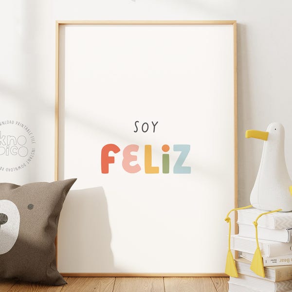 Spanish Poster with Kids Motivational Art and Colorful Nursery Affirmations Wall Art for Playroom Wall Decor and Toddler Typography Poster