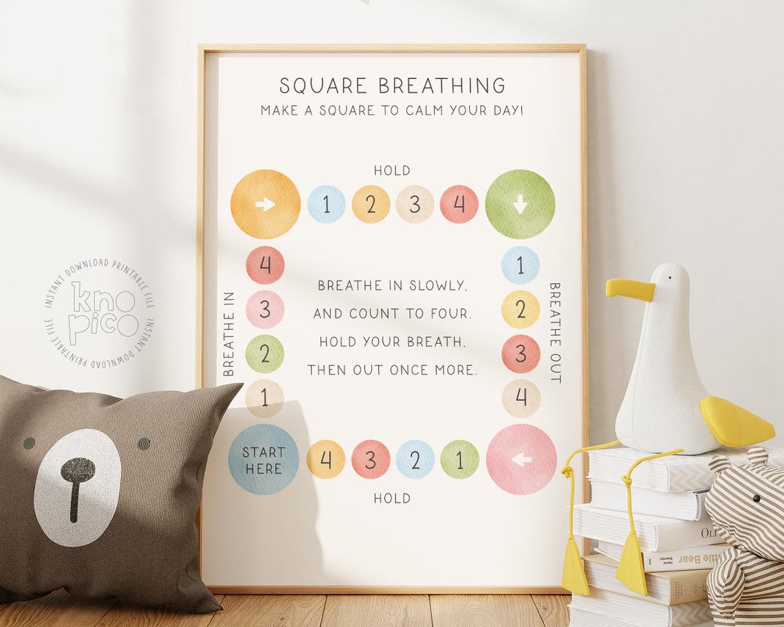 Square Breathing Poster for Kids Emotional Regulation | Box Breathing ...