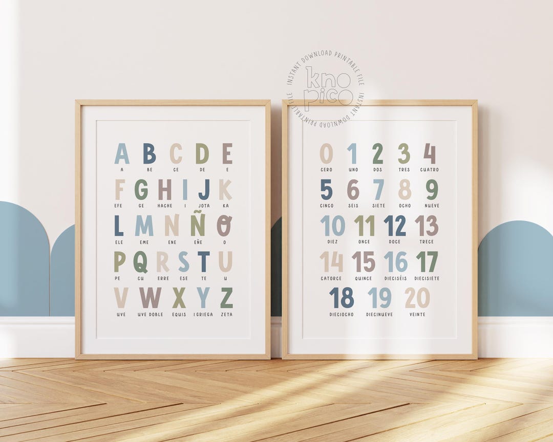 Spanish Educational Posters Set of 2 Kids ABC Print and Numbers ...